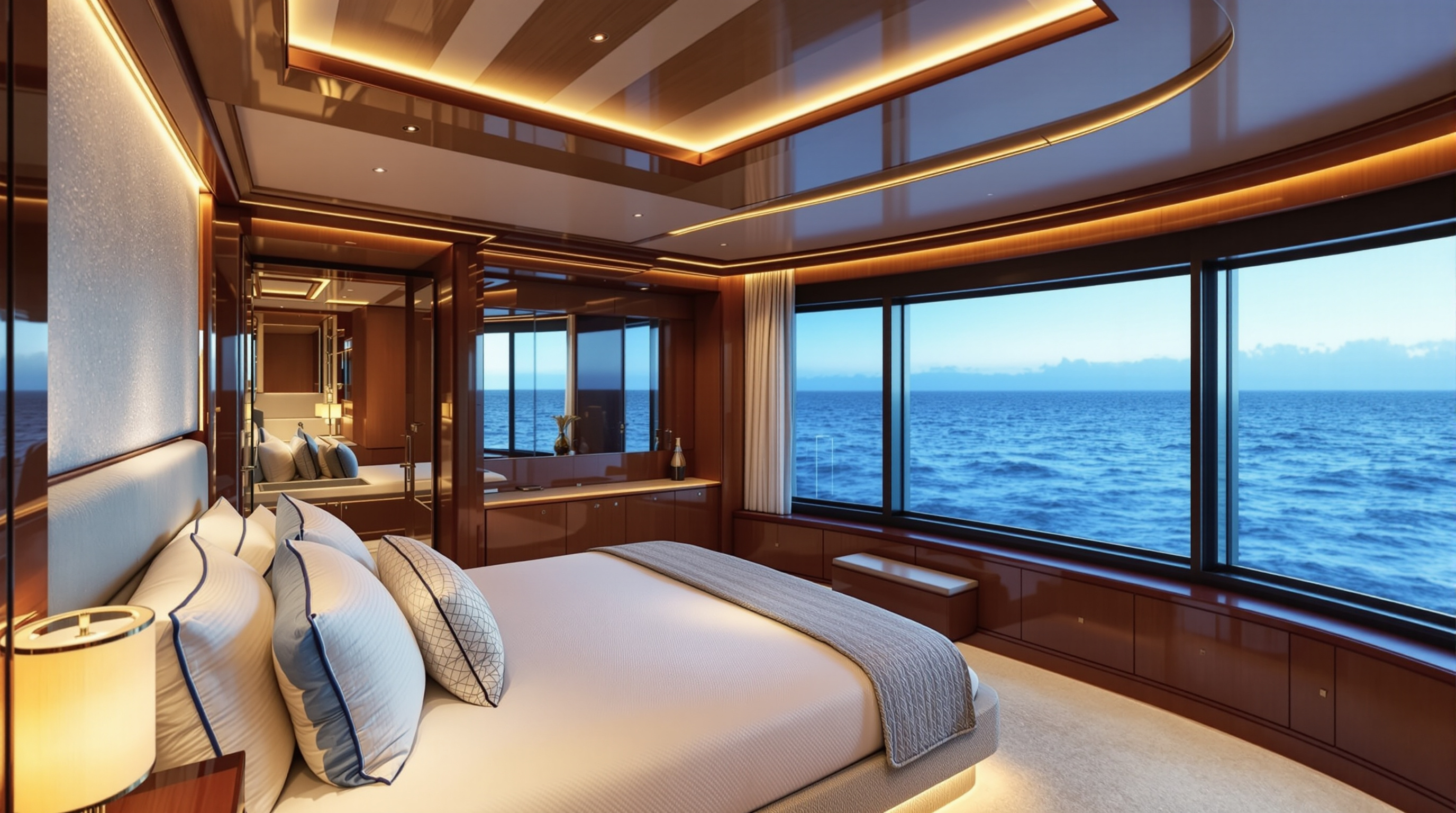 Cabines et suites de luxe à bord d'un yacht